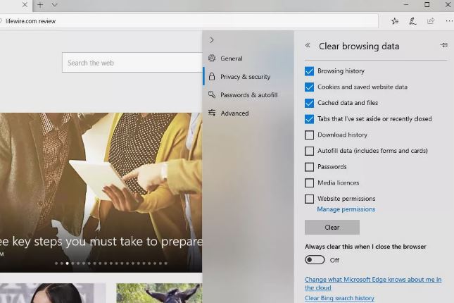 پاک کردن تاریخچه‌ی نوار جستجو در Microsoft Edge