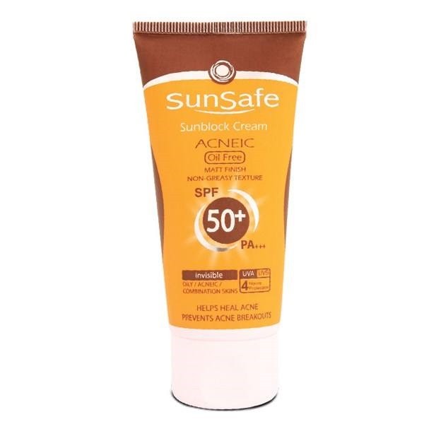 کرم ضد آفتاب آنتی آکنه سان سیف فاقد چربی +SPF50
