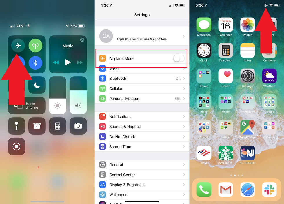 حالت airplane mode در آیفون