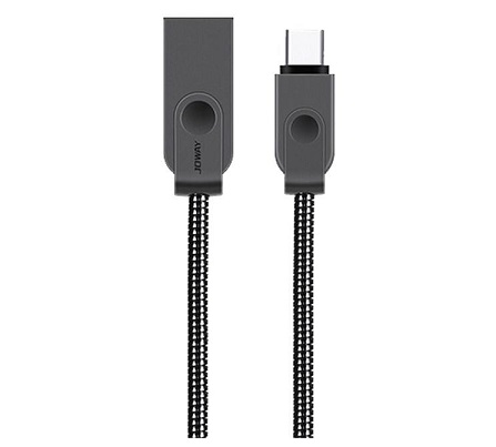 کابل شارژ فلزی تایپ C به usb جووی مدل TC07 شارژ سریع به طول 120 سانتی متر
