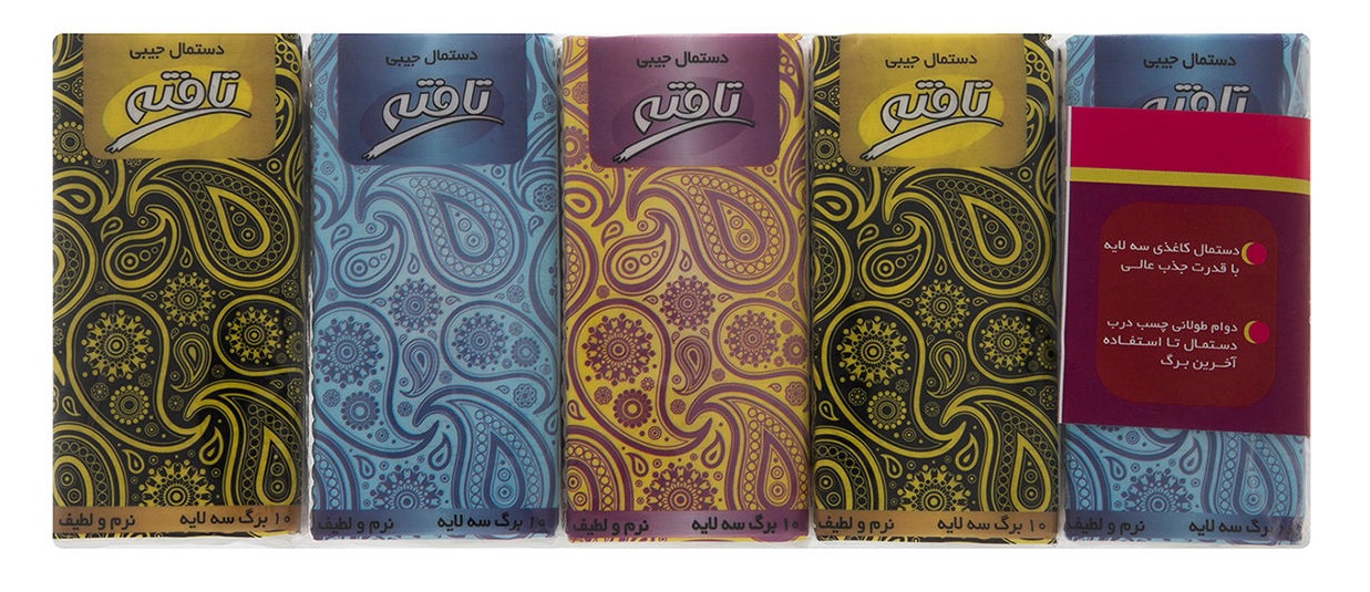 دستمال کاغذی جیبی تافته 10 برگ بسته 10 عددی