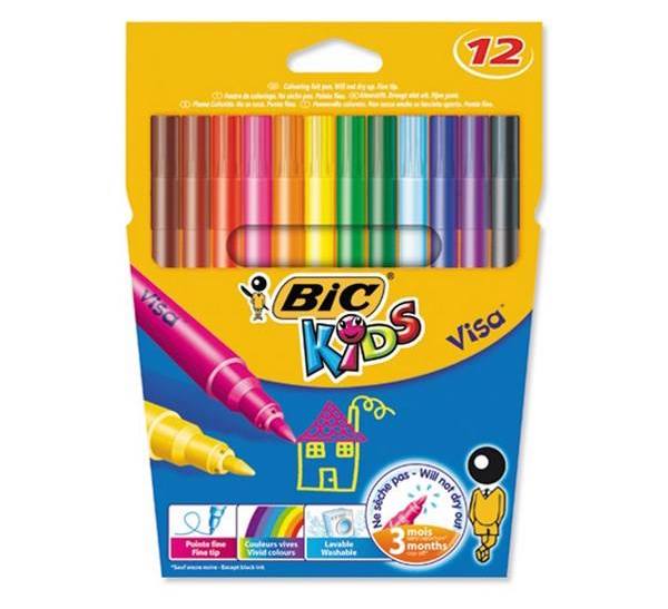 ماژیک رنگ آمیزی 12 رنگ بیک سری Kids مدل Visa