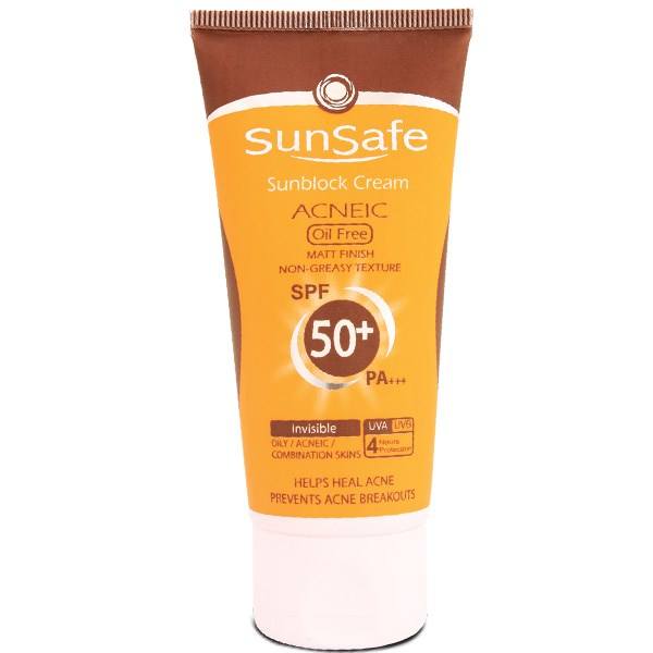کرم ضد آفتاب آنتی آکنه سان سیف فاقد چربی +SPF50