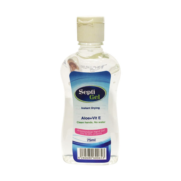 ژل ضد عفونی دست بدون آب سپتی ژل مدل Aloevera حجم 75 میلی لیتر
