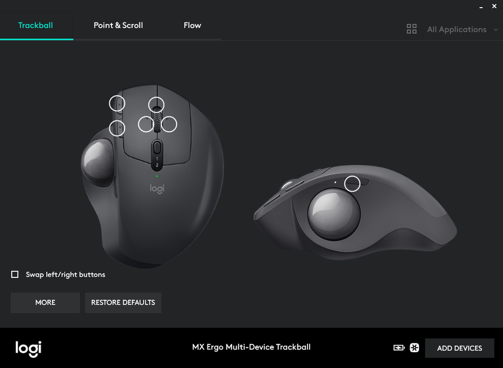 ماوس بی سیم لاجیتک مدل MX ERGO TRACKBALL