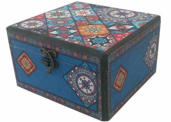 جعبه هدیه چوبی طرح صندوقچه سنتی کد 413