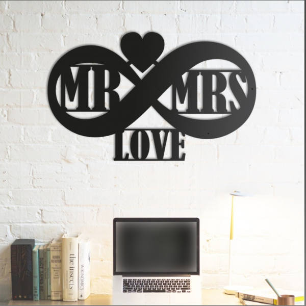 تابلو مینیمال رومادون طرح Mr & Mrs Love کد 1636