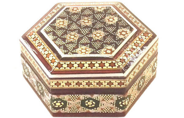 جعبه خاتم لوح هنر طرح شش ضلعی کد 1014 سایز 5×12×12