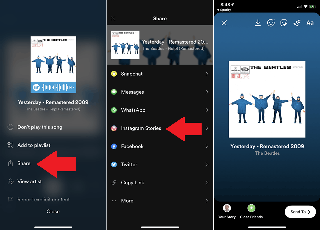 اضافه کردن موزیک به استوری از طریق اپ Spotify