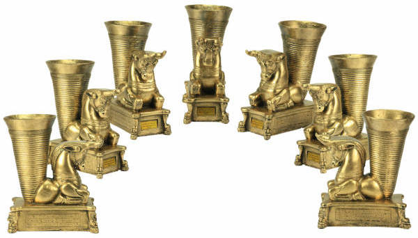 مجموعه ظروف هفت سین 7 پارچه تندیس و پیکره شهریار طرح ریتون گاو کد HS110