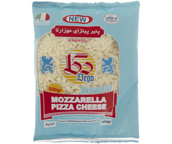 پنیر پیتزا موزارلا منجمد دگا مقدار 500 گرم