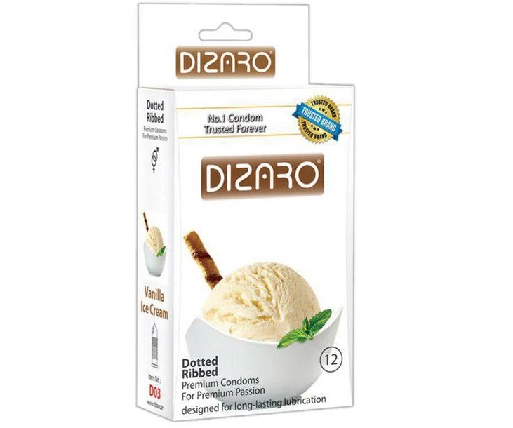 کاندوم خاردار دیزارو مدل Vanilla Ice Cream بسته 12 عددی