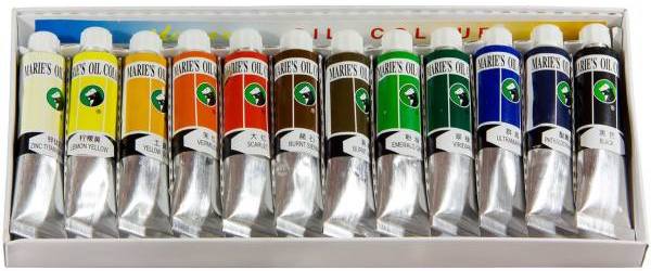 رنگ روغن 12 رنگ ماریس حجم 12 میلی لیتر