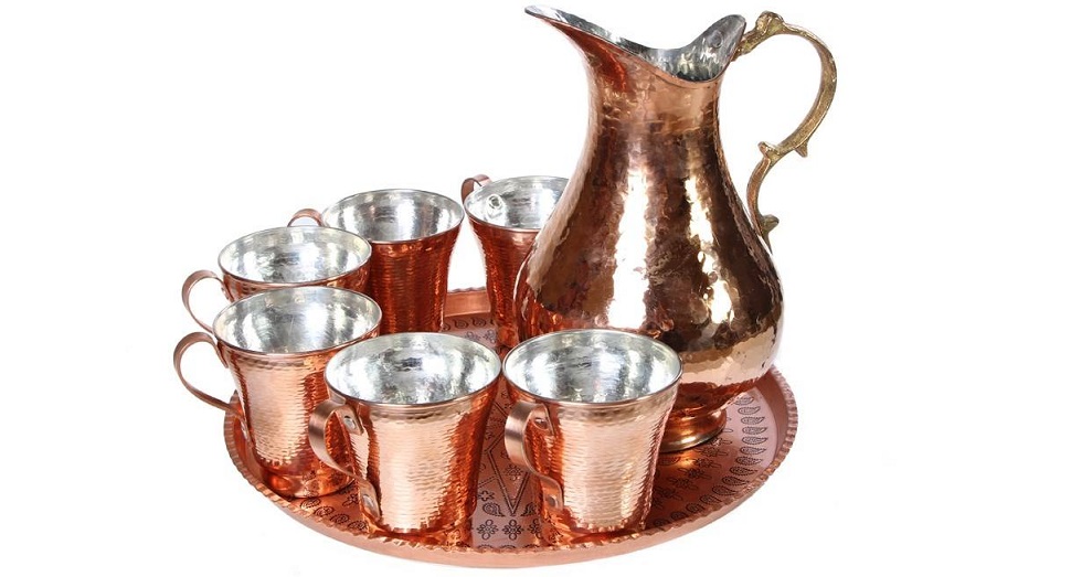 ست پارچ و لیوان مسی کد ZH28 مجموعه ی 8 عددی