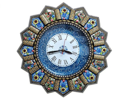 ساعت دیواری خاتم کاری گالری دست نگار مدل خورشیدی کد 02-28