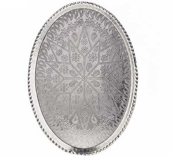 سینی مسی زنجان مدل بیضی سایز 23 × 32 سانتی متر