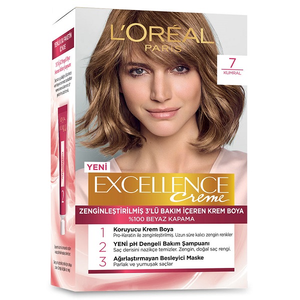 کیت رنگ مو لورآل مدل Excellence شماره 7 حجم 50 میلی لیتر رنگ بلوند