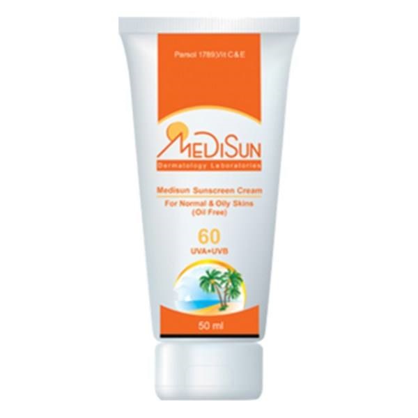 کرم ضد آفتاب بدون رنگ مدیسان SPF60 مناسب پوست چرب