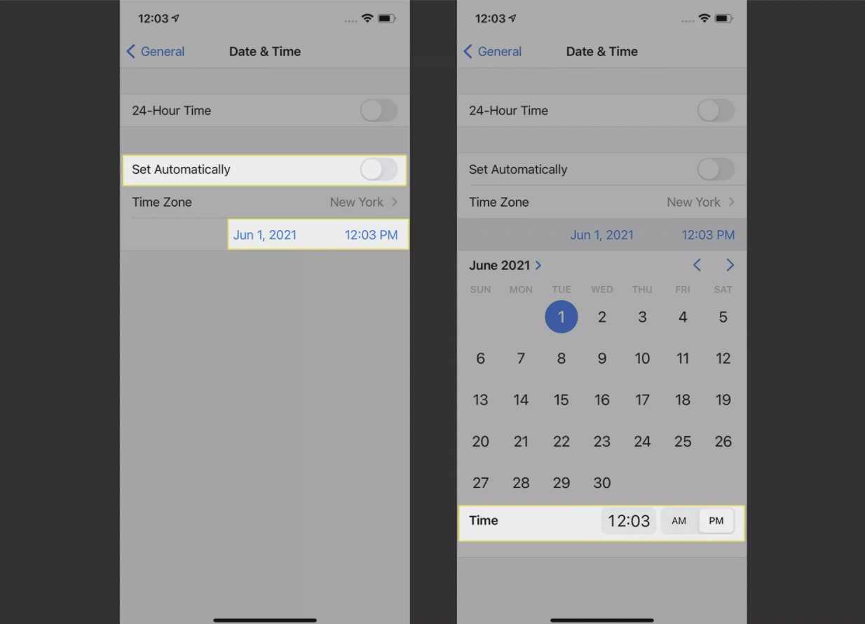 تنظیمات تاریخ و ساعت در آیفون