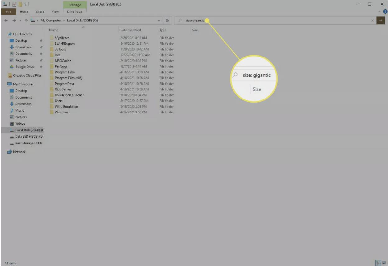 فایل های بزرگ در ویندوز