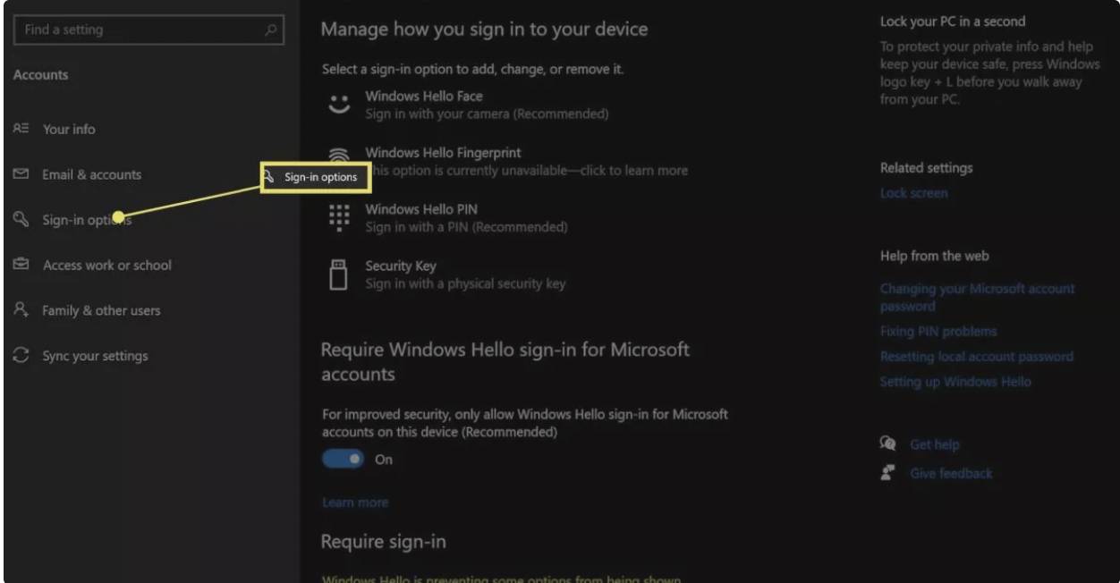 نوار جستجو Sign-in options