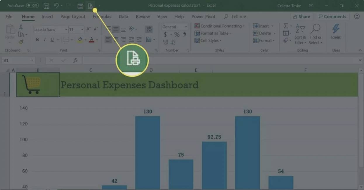 ۴. نماد پرینتر را انتخاب کنید.