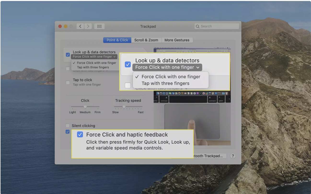 فعال‌سازی رفتارهای فورس تاچ پد لمسی