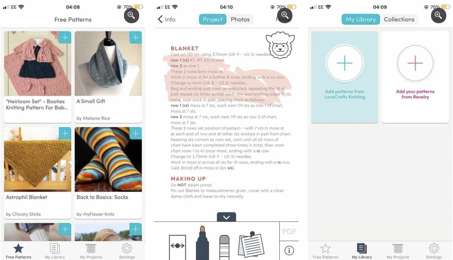 ۱. اپلیکیشن LoveCrafts Knitting
