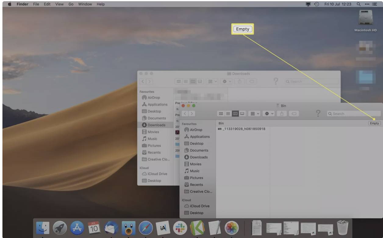 ۵. با کلیک روی آن و انتخاب گزینه‌ی Empty سطل زباله را خالی کنید.