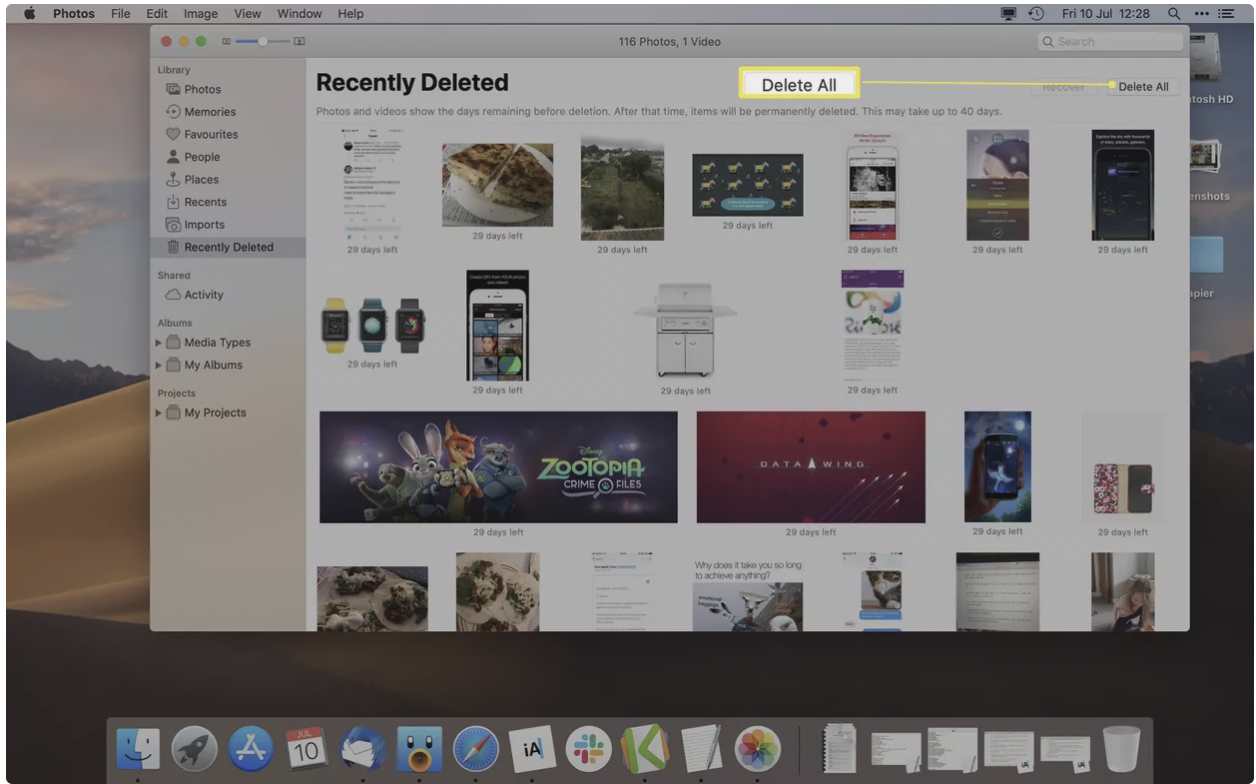 نحوه‌ی حذف همه‌ی تصاویر در مک