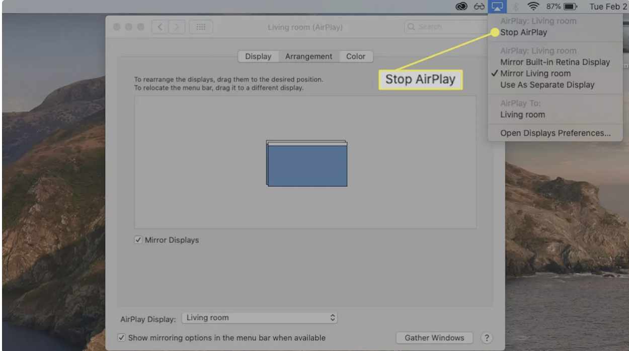 نماد ایرپلی، Stop AirPlay