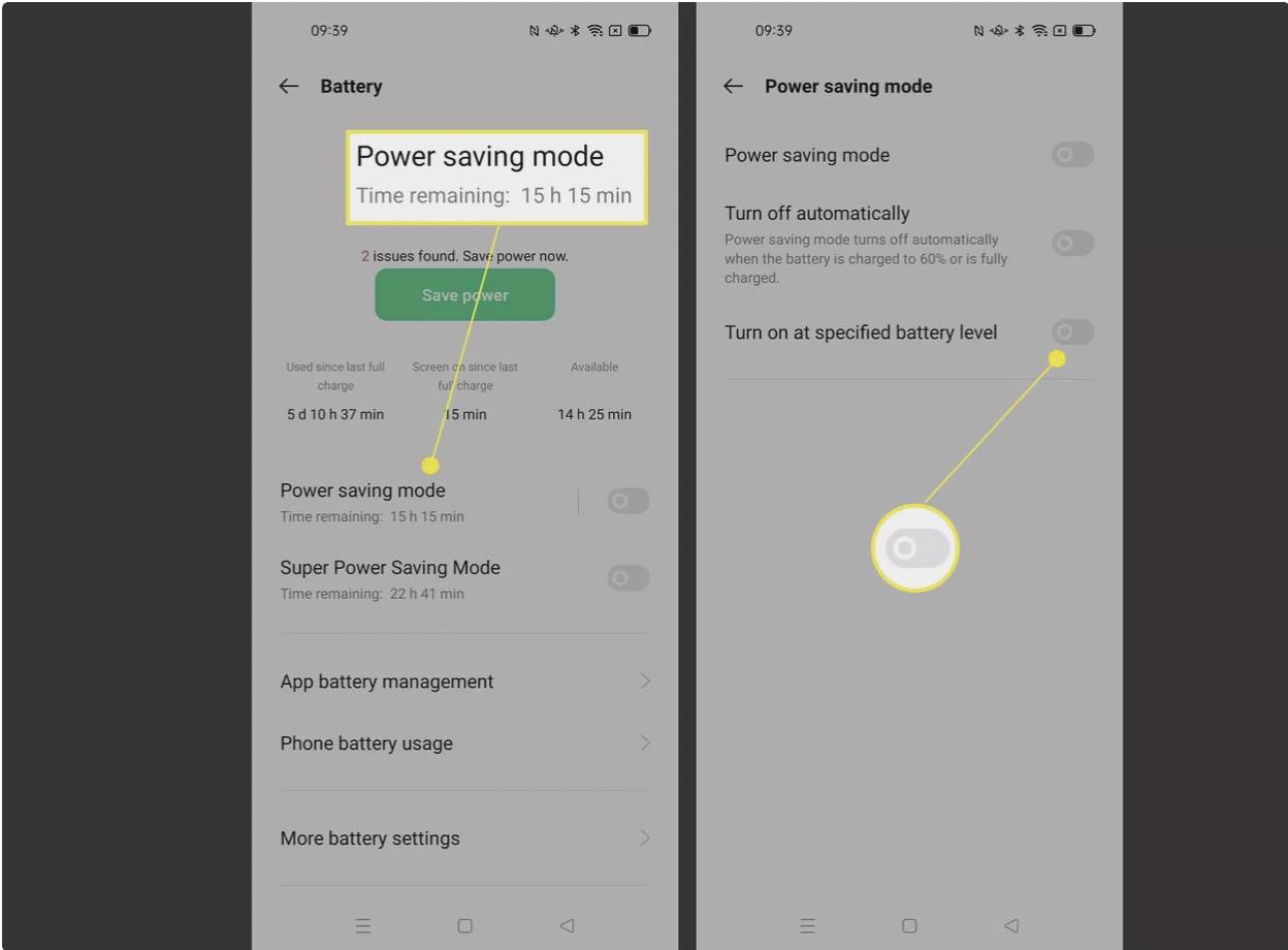 نحوه‌ی تنظیم روشن شدن خودکار حالت ذخیره باتری (Battery Saver)