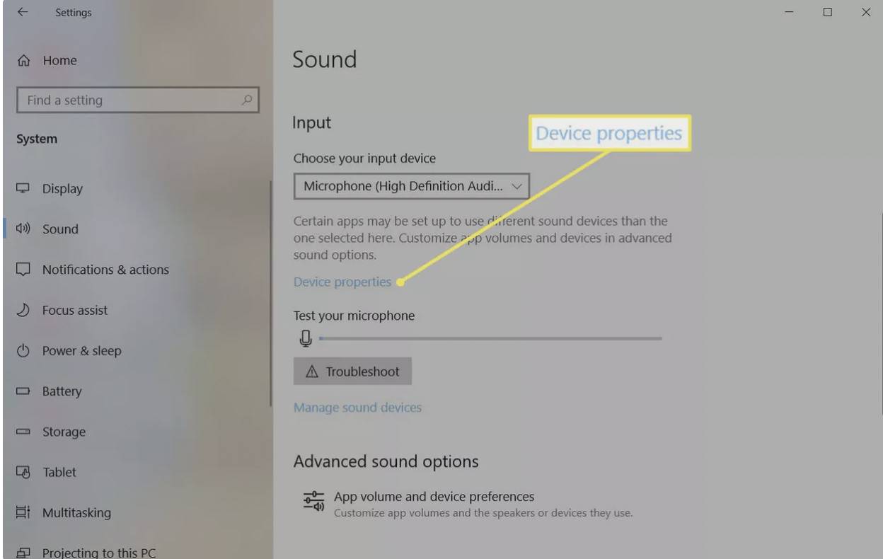 روی Device Properties کلیک کنید.