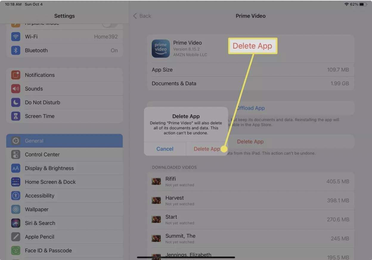 دوباره روی Delete App ضربه بزنید