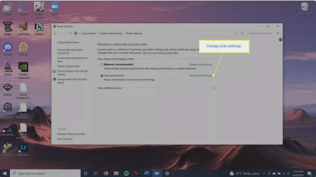 تنظیمات پاور ویندوز
