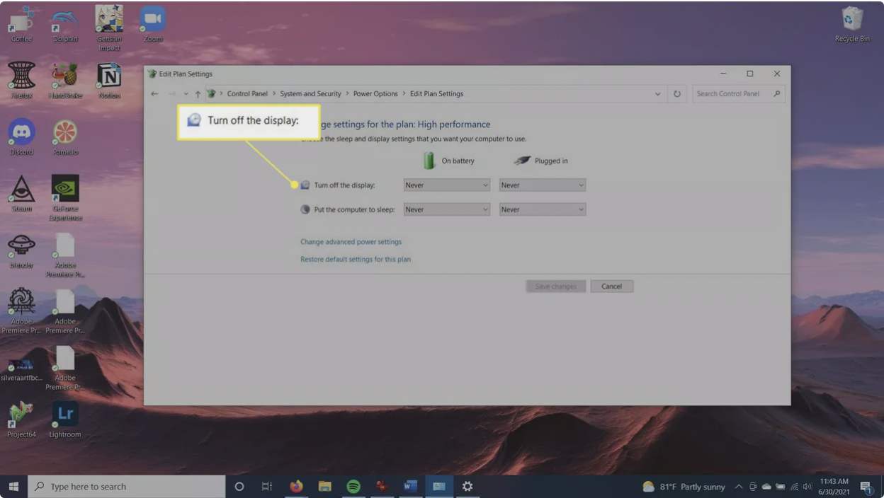 زمان روشن ماندن نمایشگر رایانه