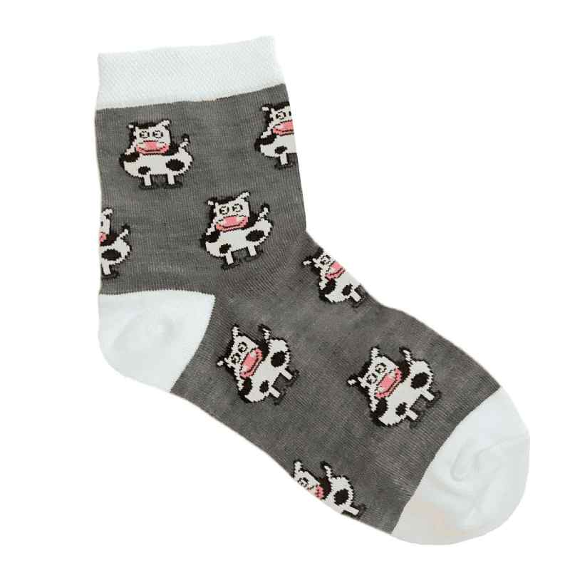 جوراب زنانه طرح گاو کد AR رنگ طوسی