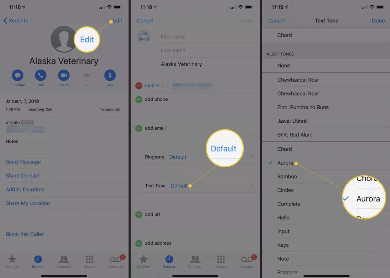 چگونه برای هر مخاطب یک زنگ پیام کوتاه به خصوص بگذاریم؟