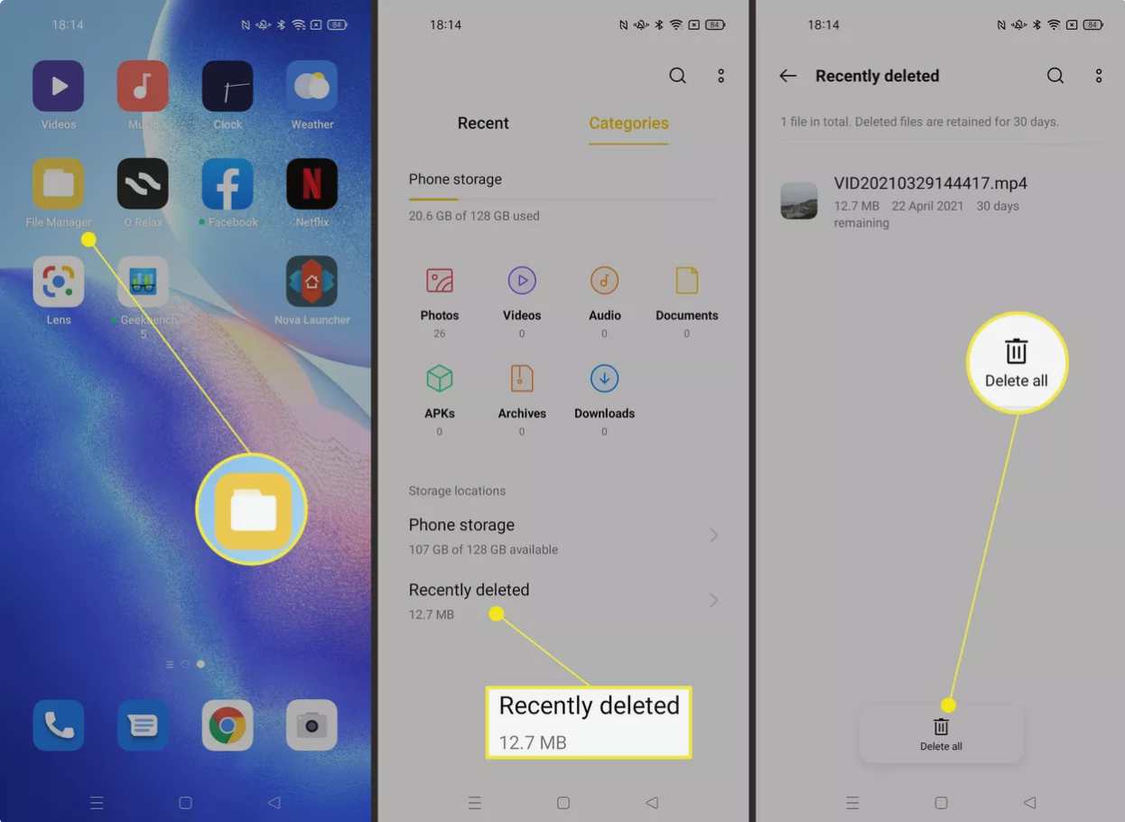 چگونه سطل زباله را در File Manager پیدا کنیم؟