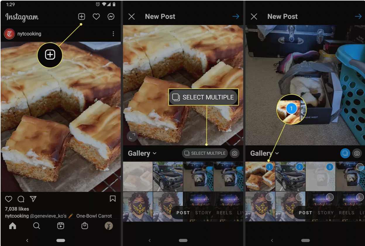 چگونه چند عکس را در یک پست اینستاگرام بگذاریم؟