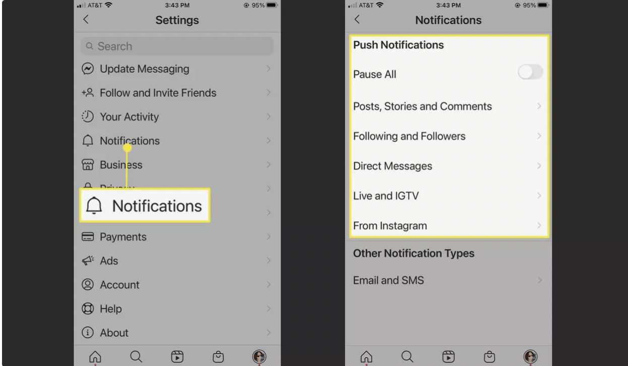 مدیریت اعلان‌های چند اکانت اینستاگرام