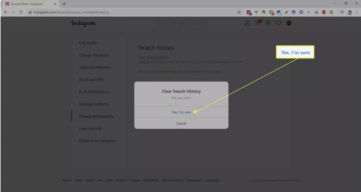 پاک کردن تاریخچه اینستا