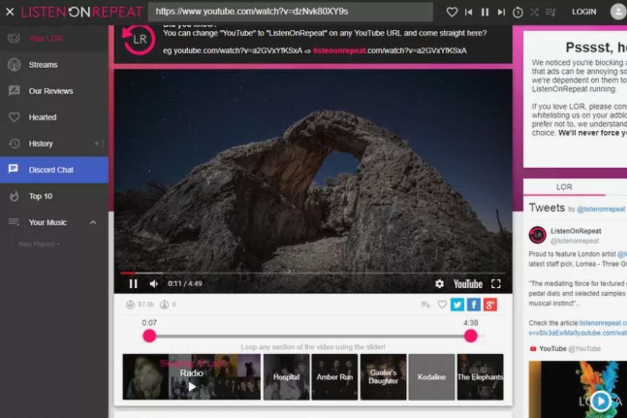 تکرار پخش ویدئوهای یوتیوب در وبسایت ListenOnRepeat