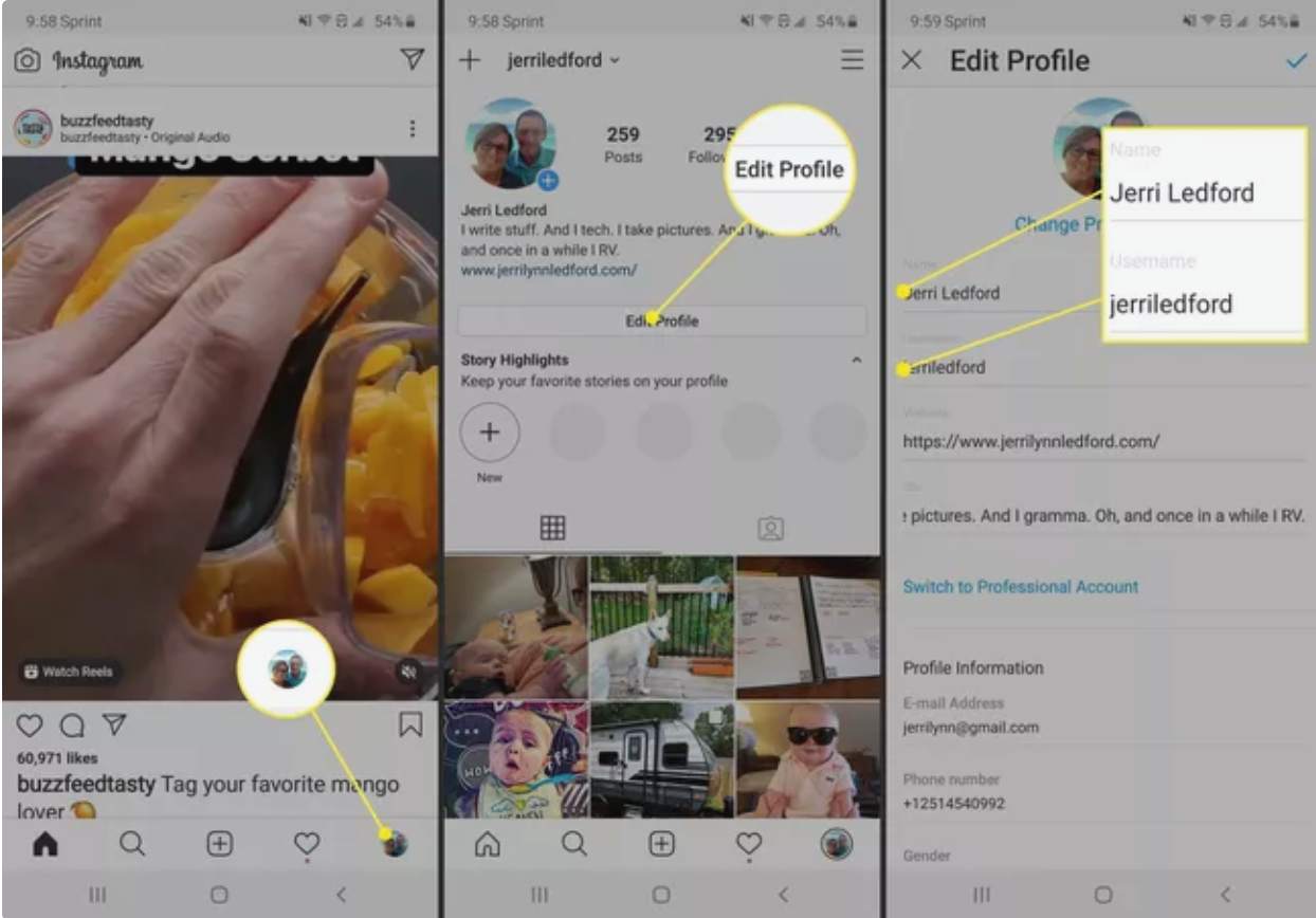 چگونه نام خود را در برنامه موبایلی اینستاگرام تغییر دهیم؟