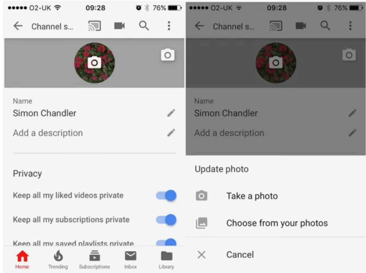 تغییر عکس پروفایل یوتیوب از طریق تبلت یا اسمارت‌فون