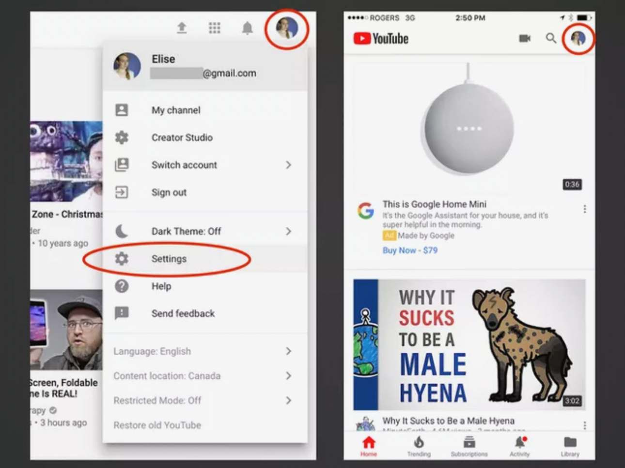 01 دسترسی به تنظیمات یوتیوب