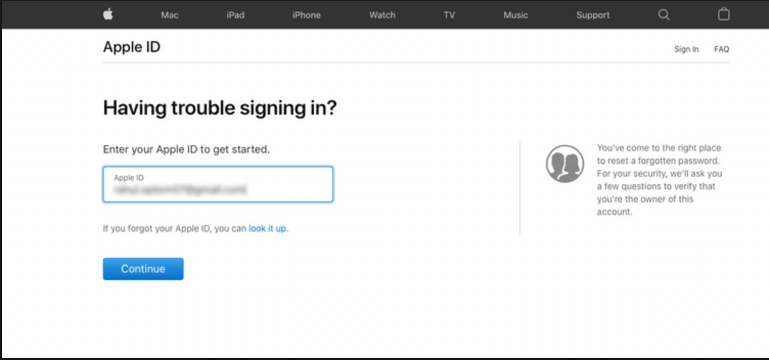 3. چگونه رمز آپل آیدی خود را در سایت iForgot  بازیابی کنیم