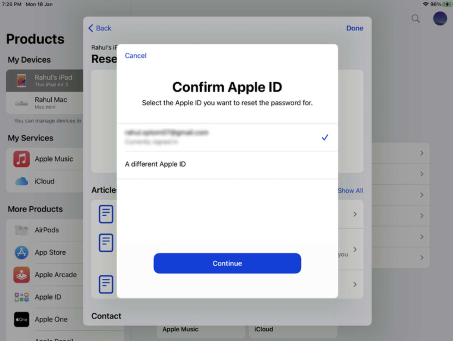 4. چگونه رمز آپل آیدی خود را در اپ Apple Support  بازیابی کنیم
