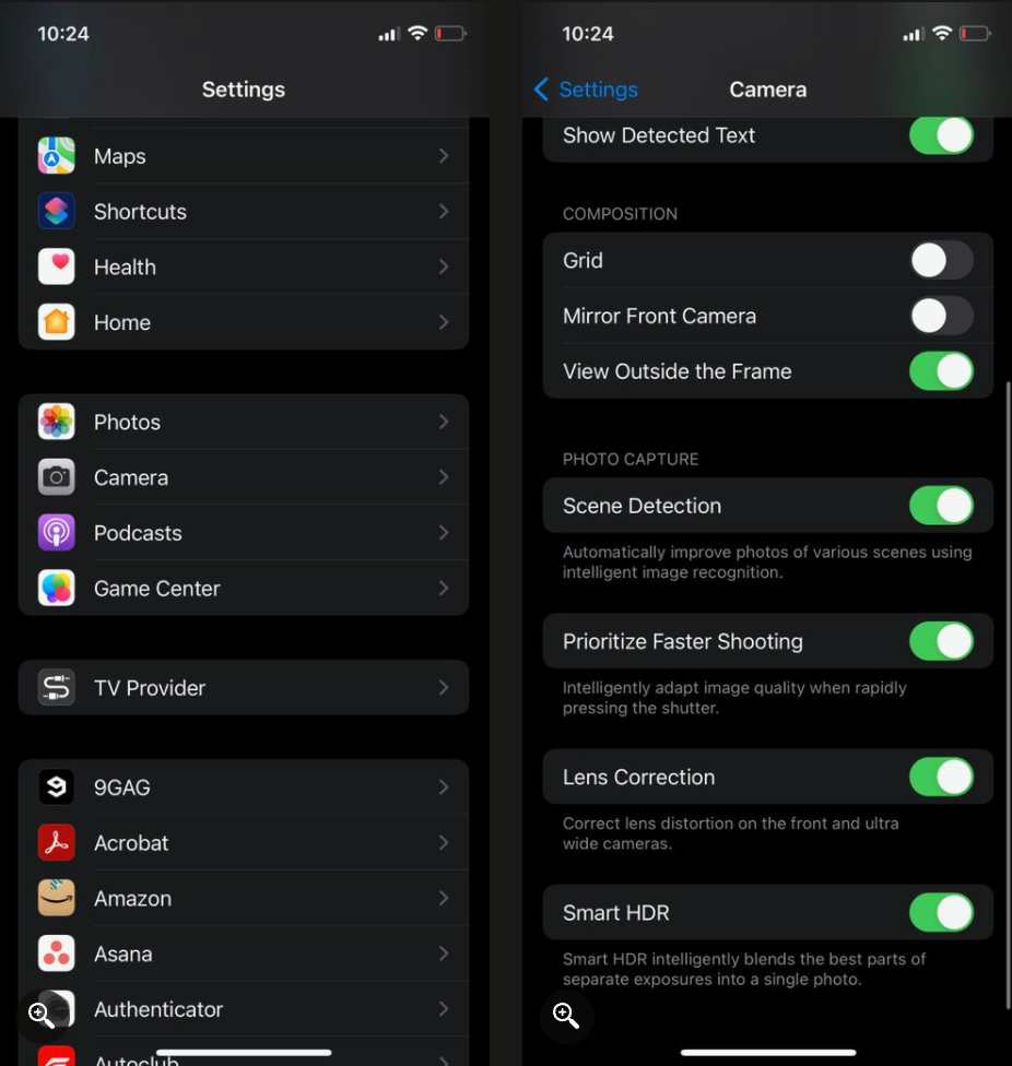فعالسازی یا غیرفعالسازی عکاسی سریع
