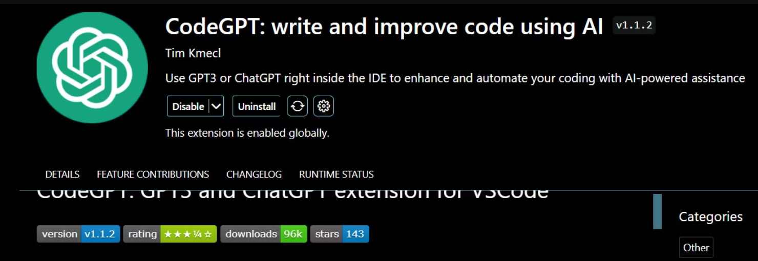 ۲. CodeGPT by Tim Kmecl